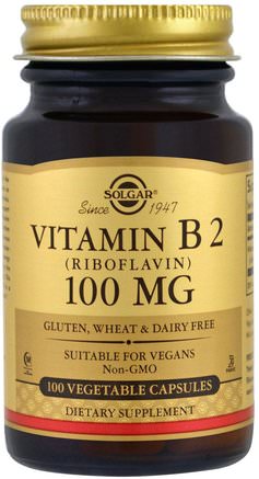 Vitamin B2, 100 mg, 100 Vegetable Capsules by Solgar-Vitaminer, Vitamin B