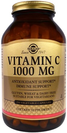 Vitamin C, 1000 mg, 250 Vegetable Capsules by Solgar-Kosttillskott, Antioxidanter, Vitaminer
