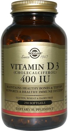 Vitamin D3 (Cholecalciferol), 400 IU, 250 Softgels by Solgar-Vitaminer, Vitamin D3