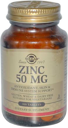 Zinc, 50 mg, 100 Tablets by Solgar-Kosttillskott, Mineraler, Zink