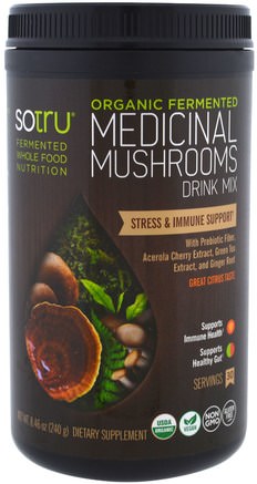 Organic Fermented, Medicinal Mushrooms Drink Mix, Stress & Immune Support, 8.46 oz (240 g) by SoTru-Kosttillskott, Medicinska Svampar