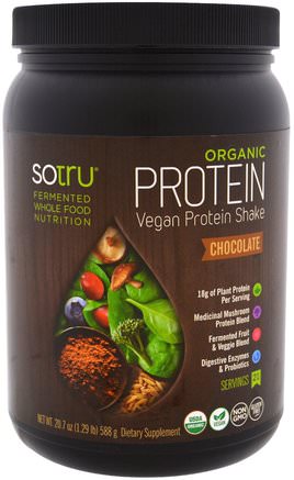 Organic Vegan Protein Shake, Chocolate, 20.7 oz (588 g) by SoTru-Kosttillskott, Protein
