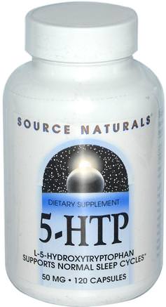 5-HTP, 50 mg, 120 Capsules by Source Naturals-Kosttillskott, 5-Htp, 5-Htp 50 Mg