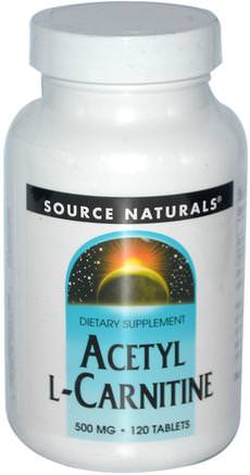 Acetyl L-Carnitine, 500 mg, 120 Tablets by Source Naturals-Kosttillskott, Aminosyror, L Karnitin, Acetyl L Karnitin