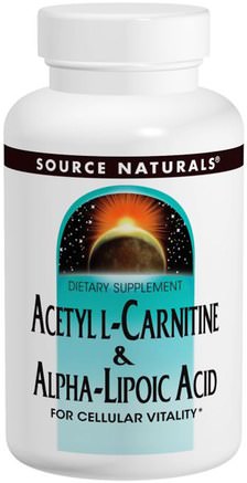 Acetyl L-Carnitine & Alpha-Lipoic Acid, 650 mg, 120 Tablets by Source Naturals-Kosttillskott, Antioxidanter, Alfa Lipoinsyra