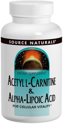 Acetyl L-Carnitine & Alpha Lipoic Acid, 650 mg, 60 Tablets by Source Naturals-Kosttillskott, Antioxidanter, Alfa Lipoinsyra