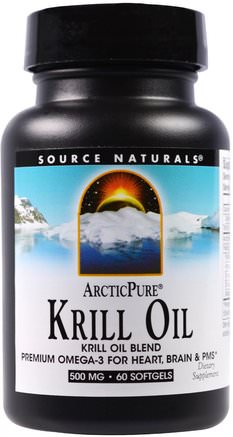 Arctic Pure, Krill Oil, 500 mg, 60 Softgels by Source Naturals-Kosttillskott, Efa Omega 3 6 9 (Epa Dha), Fiskolja, Krillolja