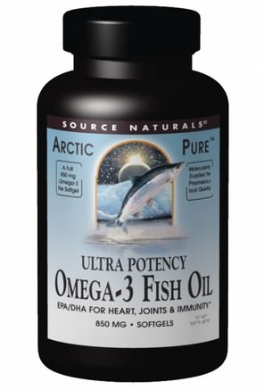 Arctic Pure, Omega-3 Fish Oil, Ultra Potency, 850 mg, 60 Softgels by Source Naturals-Kosttillskott, Efa Omega 3 6 9 (Epa Dha), Fiskolja, Mjölkgjorda Fiskoljor
