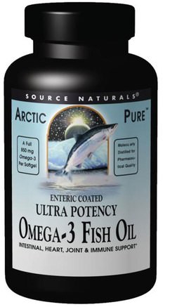 Arctic Pure, Ultra Potency, Omega-3 Fish Oil, 850 mg, 120 Softgels by Source Naturals-Kosttillskott, Efa Omega 3 6 9 (Epa Dha), Fiskolja