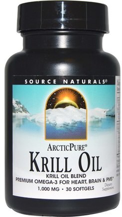 ArcticPure, Krill Oil, 1.000 mg, 30 Softgels by Source Naturals-Kosttillskott, Efa Omega 3 6 9 (Epa Dha), Fiskolja, Krillolja