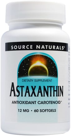 Astaxanthin, 12 mg, 60 Softgels by Source Naturals-Kosttillskott, Antioxidanter, Astaxanthin