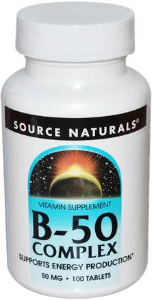 B-50 Complex, 50 mg, 100 Tablets by Source Naturals-Vitaminer, Vitamin B-Komplex 50