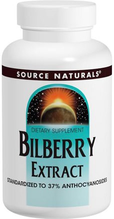 Bilberry Extract, 50 mg, 120 Tablets by Source Naturals-Hälsa, Ögonvård, Synvård, Blåbär