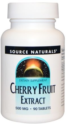 Cherry Fruit Extract, 500 mg, 90 Tablets by Source Naturals-Hälsa, Gikt, Kosttillskott, Fruktkonserver, Körsbär (Frukt Svart Vild)