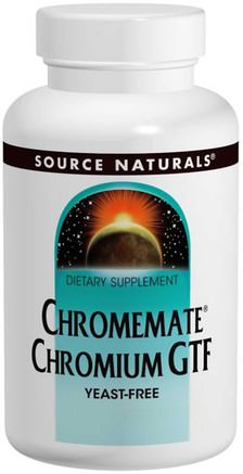 Chromemate Chromium GTF, 200 mcg, 240 Tablets by Source Naturals-Kosttillskott, Mineraler, Krom Gtf (Glukos Toleransfaktor)