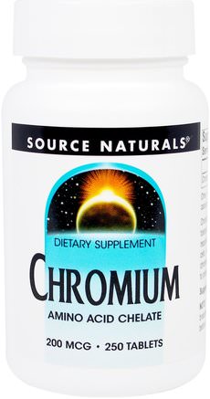 Chromium, 200 mcg, 250 Tablets by Source Naturals-Kosttillskott, Mineraler, Kromkelat
