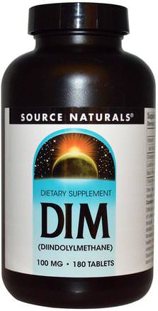 DIM (Diindolylmethane), 100 mg, 180 Tablets by Source Naturals-Kosttillskott, Broccolikors, Diindolylmetan (Dim)