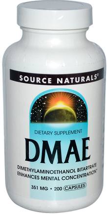 DMAE, 351 mg, 200 Capsules by Source Naturals-Kosttillskott, Dmae Vätskor Och Flikar
