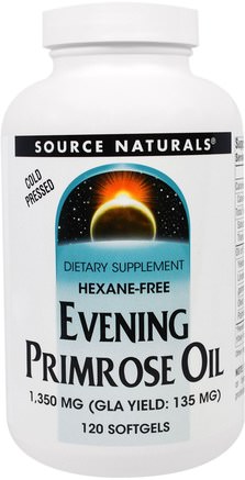 Evening Primrose Oil, 1.350 mg, 120 Softgels by Source Naturals-Kosttillskott, Efa Omega 3 6 9 (Epa Dha), Primroseolja