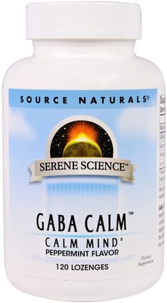 GABA Calm, Peppermint Flavor, 120 Lozenges by Source Naturals-Kosttillskott, Gaba (Gamma Aminosmörsyra), Hälsa, Ångest