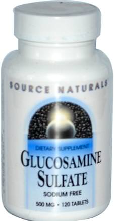 Glucosamine Sulfate, Sodium Free, 500 mg, 120 Tablets by Source Naturals-Kosttillskott, Glukosaminsulfat