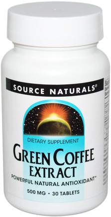 Green Coffee Extract, 500 mg, 30 Tablets by Source Naturals-Kosttillskott, Antioxidanter, Grönt Kaffebönaxtrakt