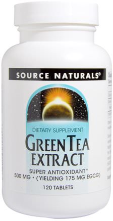 Green Tea Extract, 500 mg, 120 Tablets by Source Naturals-Kosttillskott, Antioxidanter, Grönt Te, Örter, Egcg