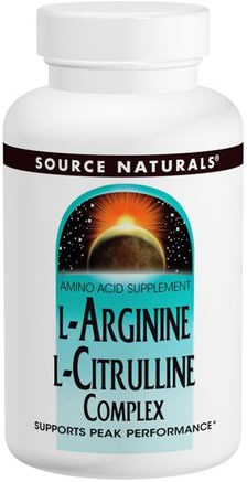 L-Arginine L-Citrulline Complex, 1.000 mg, 120 Tablets by Source Naturals-Kosttillskott, Aminosyror, Aminosyra Kombinationer