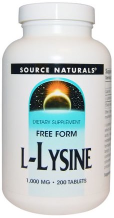 L-Lysine, 1.000 mg, 200 Tablets by Source Naturals-Kosttillskott, Aminosyror, L Lysin