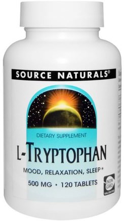 L-Tryptophan, 500 mg, 120 Tablets by Source Naturals-Kosttillskott, L Tryptofan