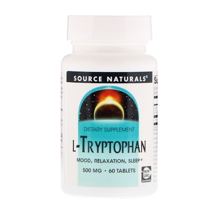 L-Tryptophan, 500 mg, 60 Tablets by Source Naturals-Kosttillskott, L Tryptofan, Aminosyror