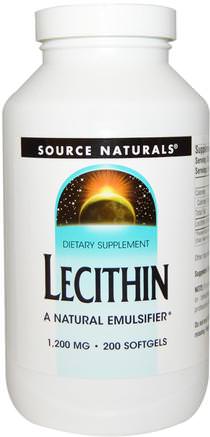 Lecithin, 1.200 mg, 200 Softgels by Source Naturals-Kosttillskott, Lecitin, Aminosyror