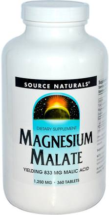 Magnesium Malate, 1.250 mg, 360 Tablets by Source Naturals-Kosttillskott, Mineraler, Magnesiummalat
