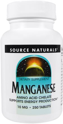 Manganese, 10 mg, 250 Tablets by Source Naturals-Kosttillskott, Mineraler, Mangan