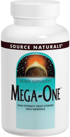Mega-One, High Potency Multi-Vitamin with Minerals, 180 Tablets by Source Naturals-Vitaminer, Multivitaminer