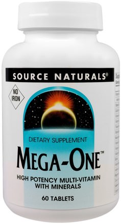 Mega-One, No Iron, 60 Tablets by Source Naturals-Vitaminer, Multivitaminer