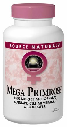 Mega Primrose, 60 Softgels by Source Naturals-Kosttillskott, Efa Omega 3 6 9 (Epa Dha), Kvicksilverolja, Mjölkgeler För Kvälls Primrosolja