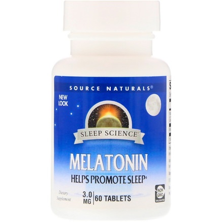 Melatonin, 3 mg, 60 Tablets by Source Naturals-Kosttillskott, Sömn, Melatonin