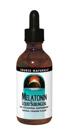 Melatonin Liquid Sublingual, Natural Orange Flavor, 4 fl oz (118.28 ml) by Source Naturals-Kosttillskott, Melatoninvätska