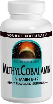 MethylCobalamin, Cherry Flavored, 1 mg, 120 BioLingual Lozenges by Source Naturals-Vitaminer, Vitamin B12, Vitamin B12 - Metylcobalamin