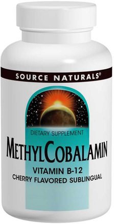 MethylCobalamin, Cherry Flavored, 5 mg, 60 Tablets by Source Naturals-Vitaminer, Vitamin B12, Vitamin B12 - Metylcobalamin