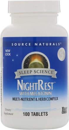NightRest, with Melatonin, 100 Tablets by Source Naturals-Kosttillskott, Sömn, Melatonin