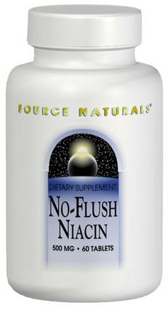 No-Flush Niacin, 500 mg, 60 Tablets by Source Naturals-Vitaminer, Vitamin B, Vitamin B3, Vitamin B3 - Niacin Spolfri