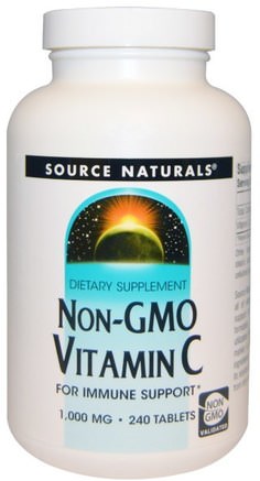 Non-GMO Vitamin C, 1.000 mg, 240 Tablets by Source Naturals-Vitaminer, Vitamin C, Vitamin C Askorbinsyra