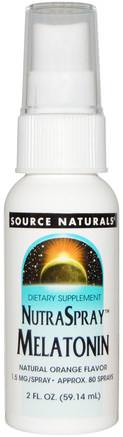 NutraSpray Melatonin, Natural Orange Flavor, 2 fl oz (59.14 ml) by Source Naturals-Tillskott, Melatonin 2 Mg