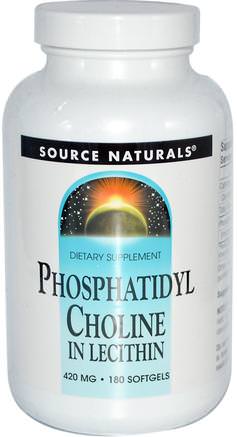 Phosphatidyl Choline, in Lecithin, 420 mg, 180 Softgels by Source Naturals-Kosttillskott, Lecitin, Kolin, Fosfatidylkolin