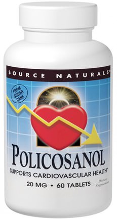 Policosanol, 20 mg, 60 Tablets by Source Naturals-Kosttillskott, Polikosanol