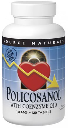 Policosanol, with Coenzyme Q10, 10 mg, 120 Tablets by Source Naturals-Coq10, Kosttillskott, Polikosanol