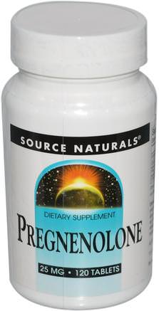 Pregnenolone, 25 mg, 120 Tablets by Source Naturals-Kosttillskott, Pregnenolon 25 Mg