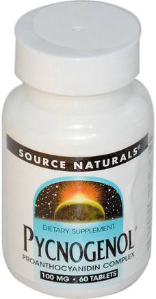 Pycnogenol, 100 mg, 60 Tablets by Source Naturals-Kosttillskott, Antioxidanter, Pyknogenol